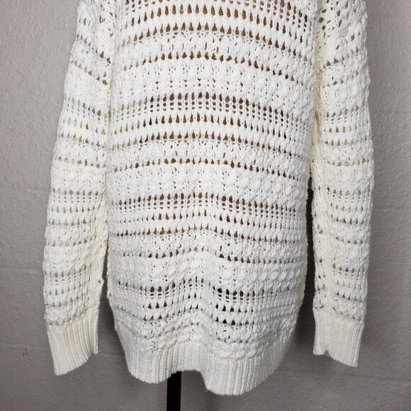 DKNY Cream Open Knit Cowl Neck Wool Sweater Size M - Picture 13 of 16